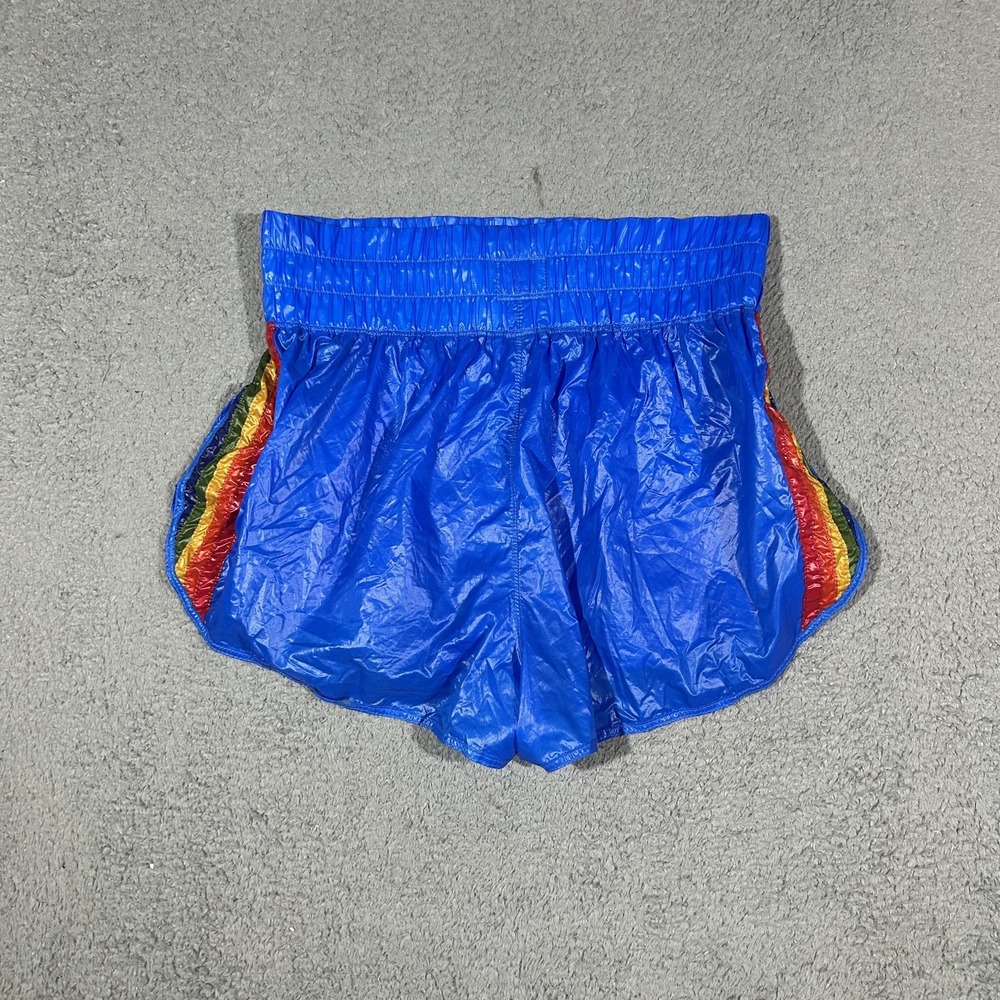 Aviator Nation High Rise 5 Stripe Blue Nylon  Jogger Shorts Size Medium #3484